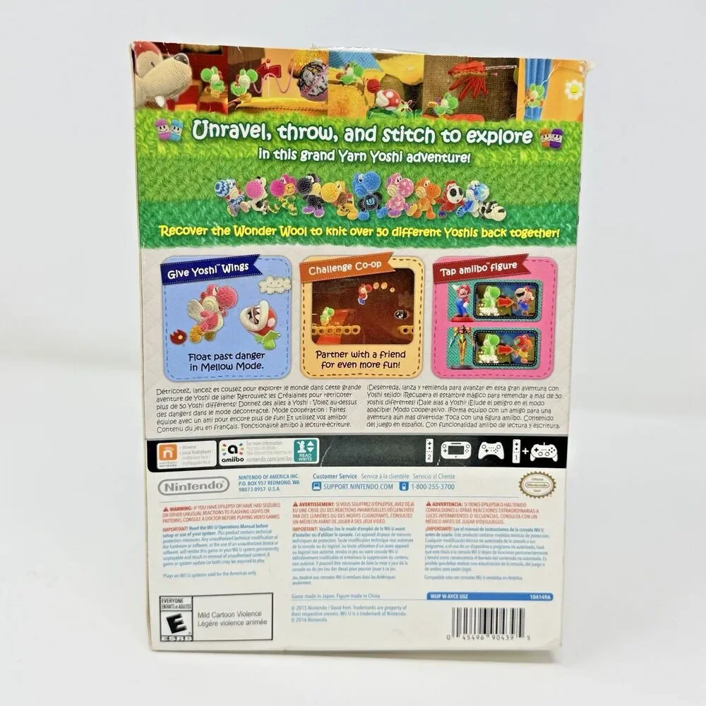 Nintendo Yoshi's Woolly World Wii U Blue Yarn Yoshi Amiibo Bundle Box No Game